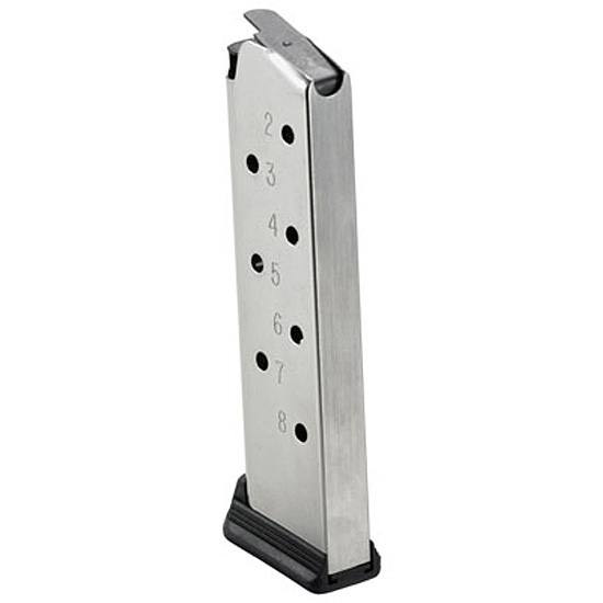 RUG MAG SR1911 45ACP 8RD SS REMOVEABLE FLOORPLATE - Magazines